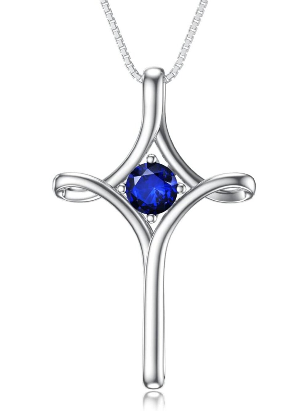 Sterling Silver Cross Necklace with Birthstone | Elegant Fine Jewelry Gift for